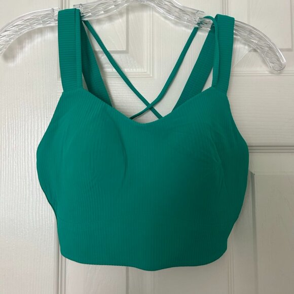 Lululemon Teal Like a Cloud Ribbed Longline Bra Light Support, D/DD Cup - Picture 1 of 4